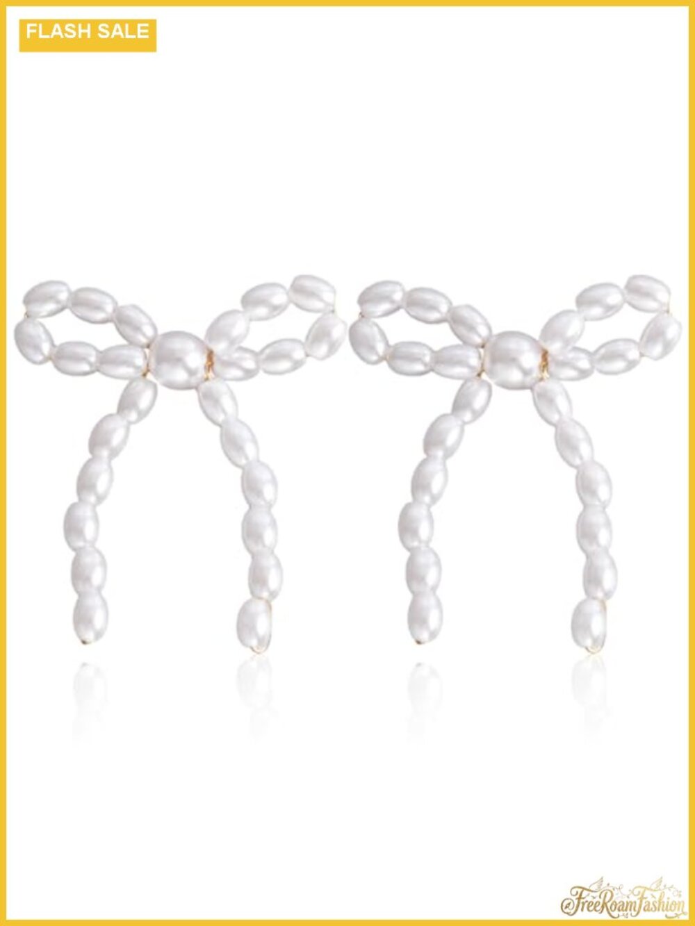 Gold Bow Knot Stud Earrings Women Faux Pearl Small Simple Jewelry